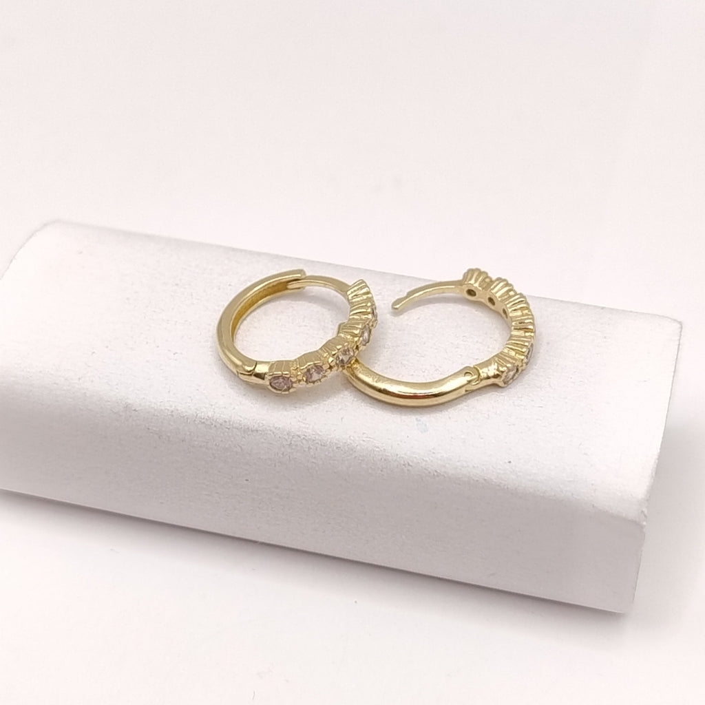 ARETES HUGGIES C CIRCONIAS 14K 2 GR (NUEVO)