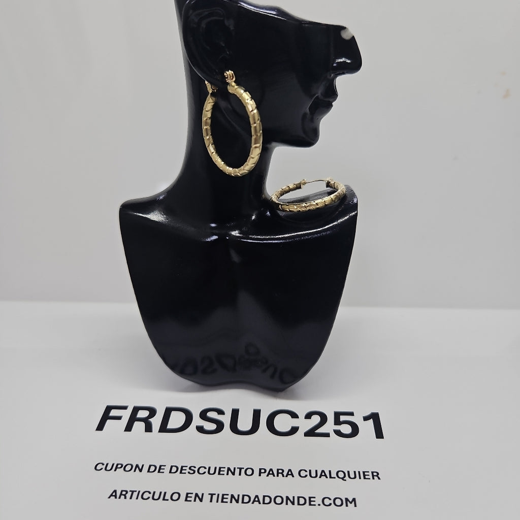 ARETES ARRACADAS LABRADAS 14K 3.2 GR (NUEVO)