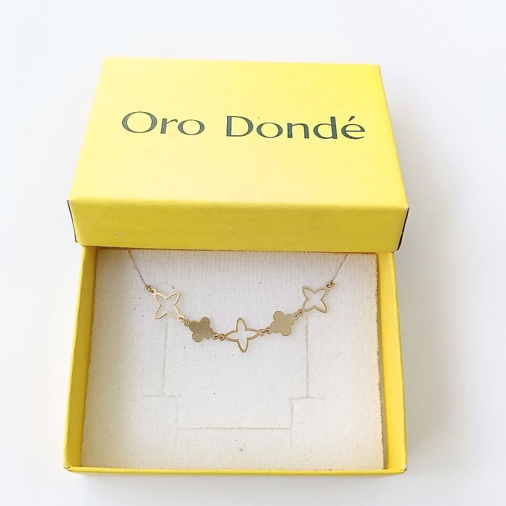 PULSERA TEJIDO ESP CON TREBOL 14K 18 CM 1.6 GR (NUEVO)