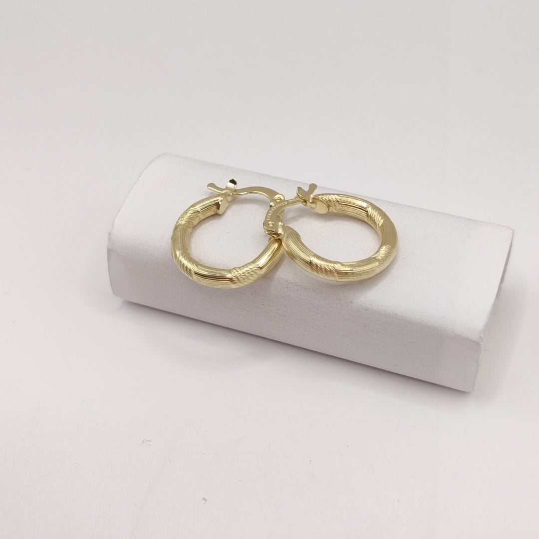ARETES TEJIDO ARRACADAS CON DISEÑO 14K 2.6 GR (NUEVO)
