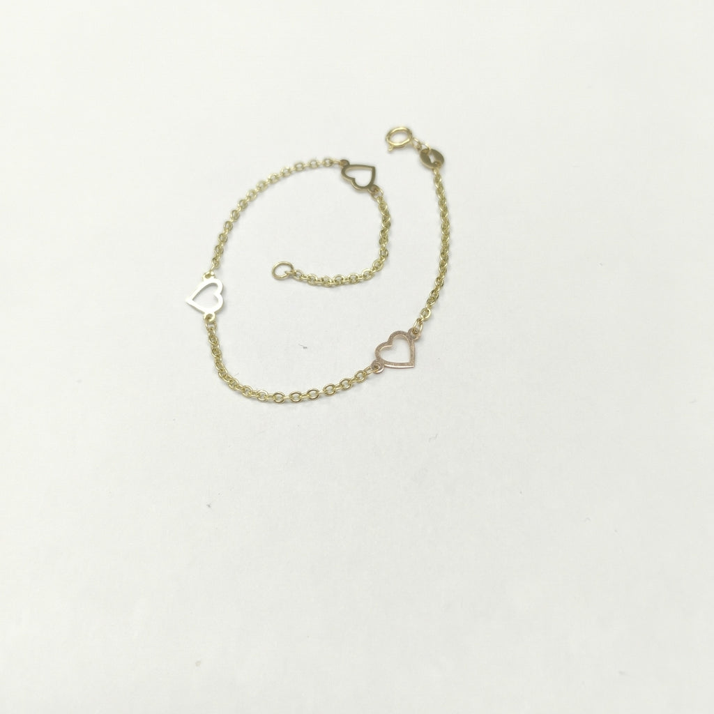 PULSERA ESPECIAL CON CORAZONES 14K 18 CM 1.3 GR (NUEVO)