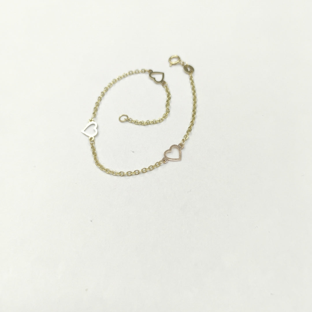 PULSERA ESPECIAL CON CORAZONES 14K 18 CM 1.3 GR (NUEVO)
