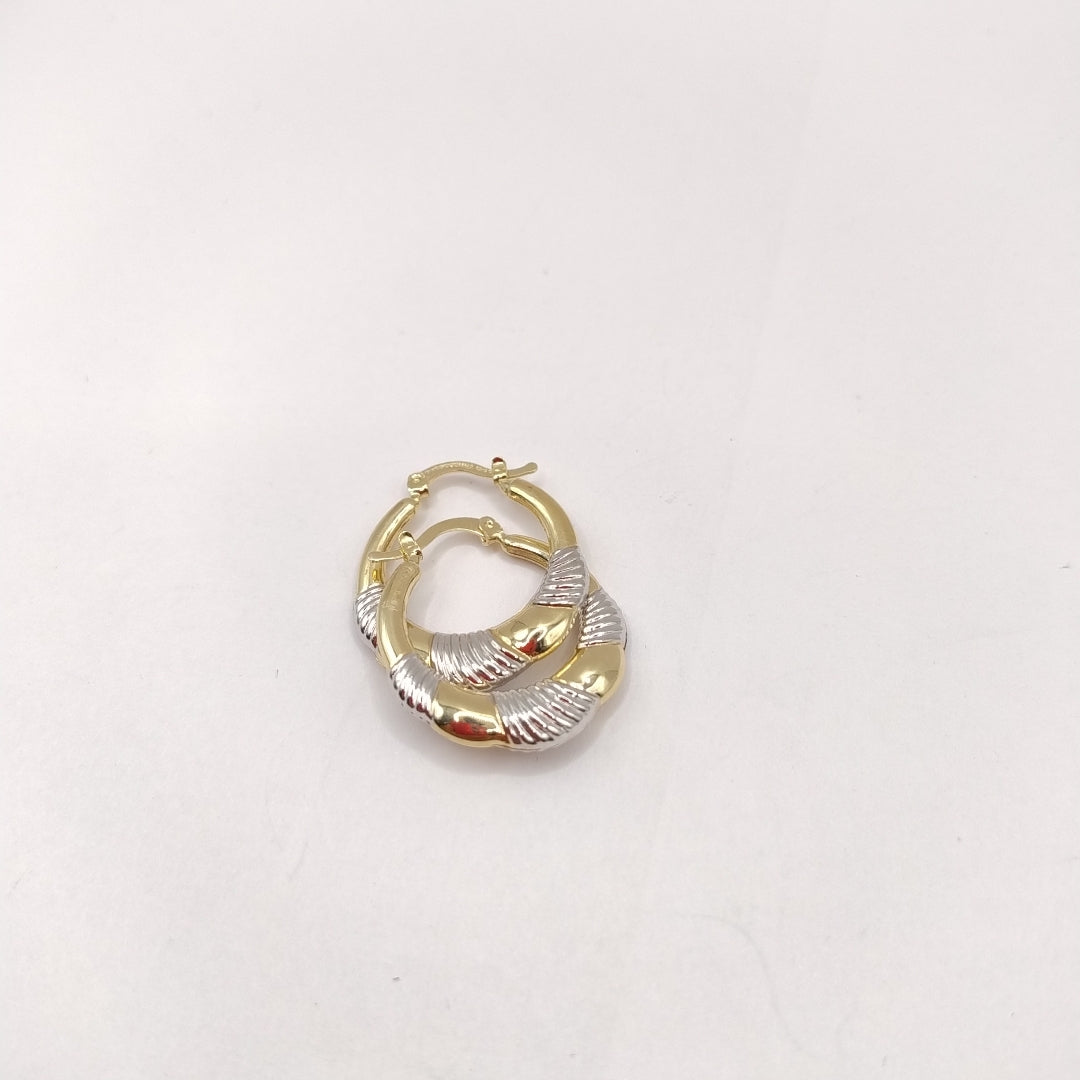 ARETES ARRACADAS HUECAS COMBINADAS 14K 2.6 GR (NUEVO)