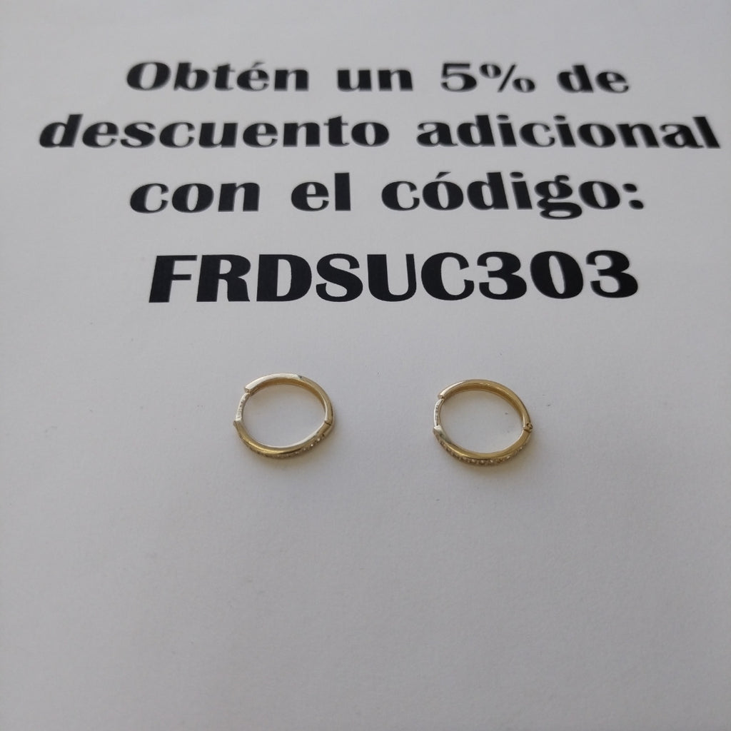 ARETES HUGGIES C CIRCONIA 14K 1.7 GR (NUEVO)