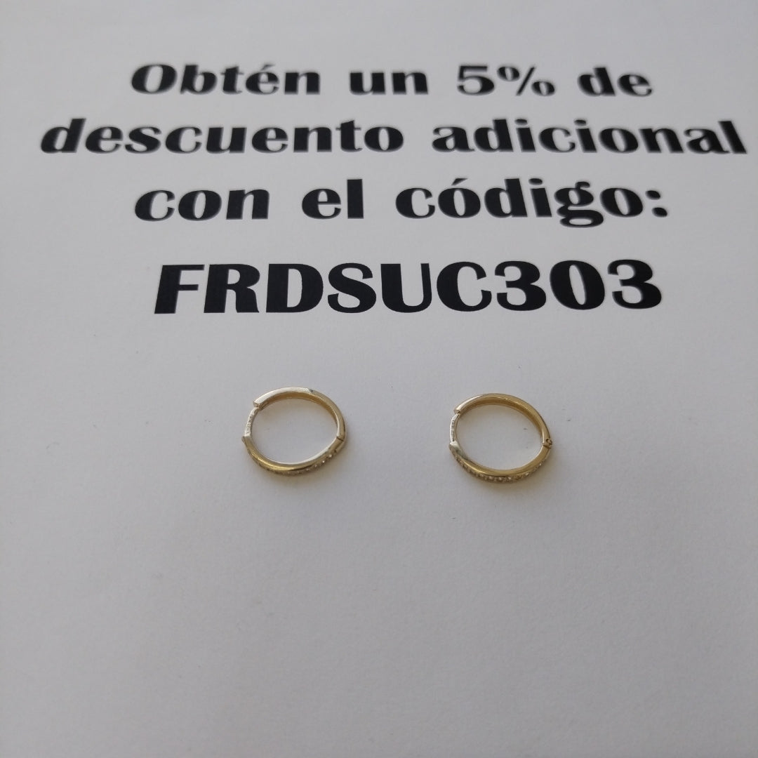ARETES HUGGIES C CIRCONIA 14K 1.7 GR (NUEVO)