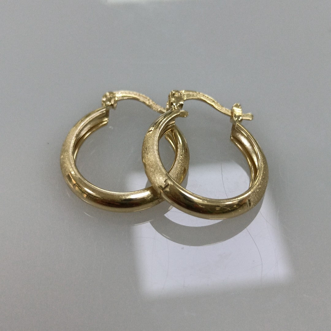 ARETES TEJIDO ARRACADA SATINADA 14K 2.5 GR (NUEVO)