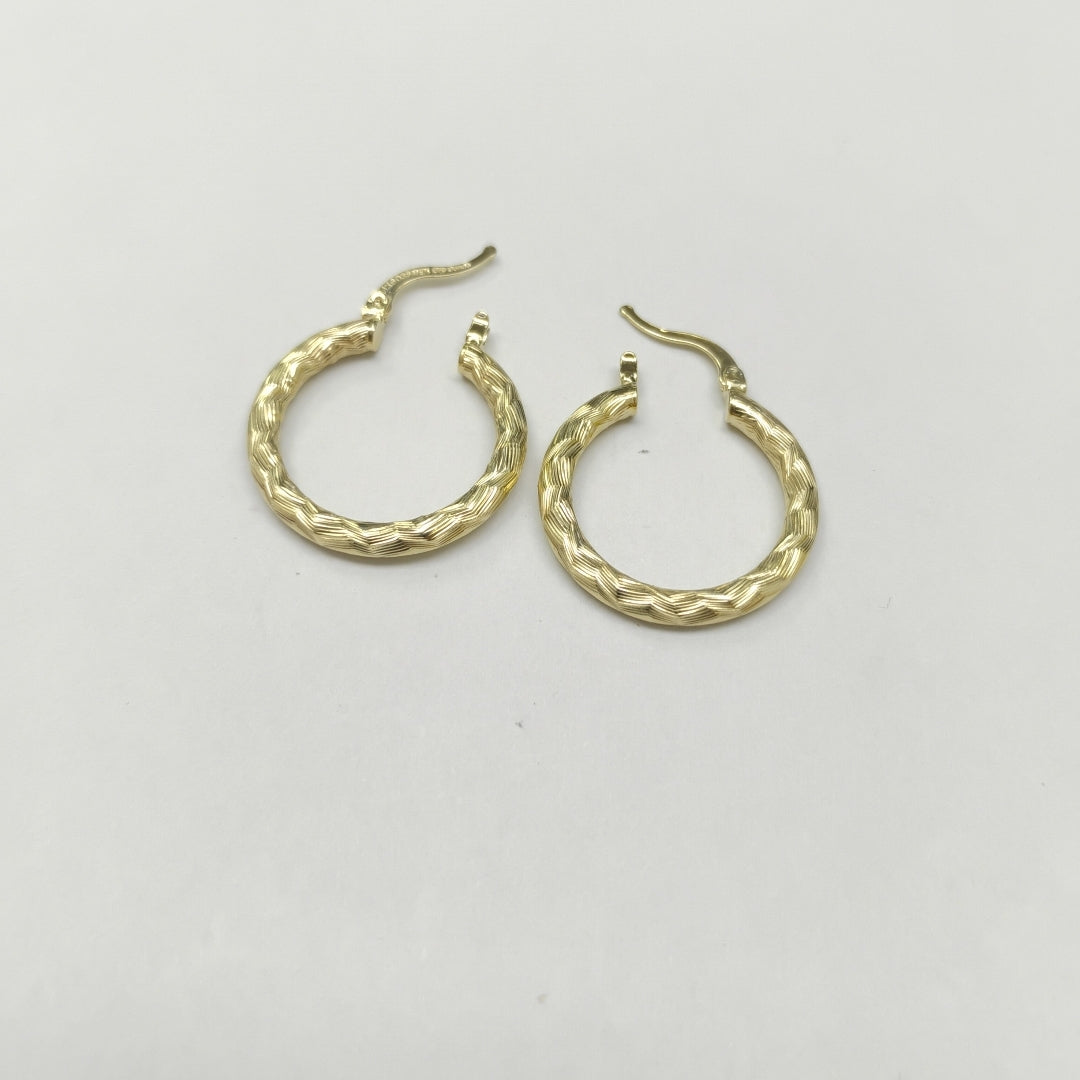 ARETES TEJIDO ARRACADA LABRADA 14K 2.7 GR (NUEVO)