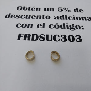 ARETES HUGGIE CON CIRCONIAS 14K 2.1 GR (NUEVO)