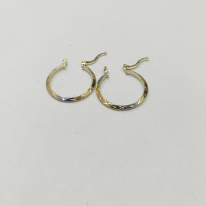 ARETES TEJIDO ARRACADAS BISELADAS COMBINADAS 14K 1.4 GR (NUEVO)