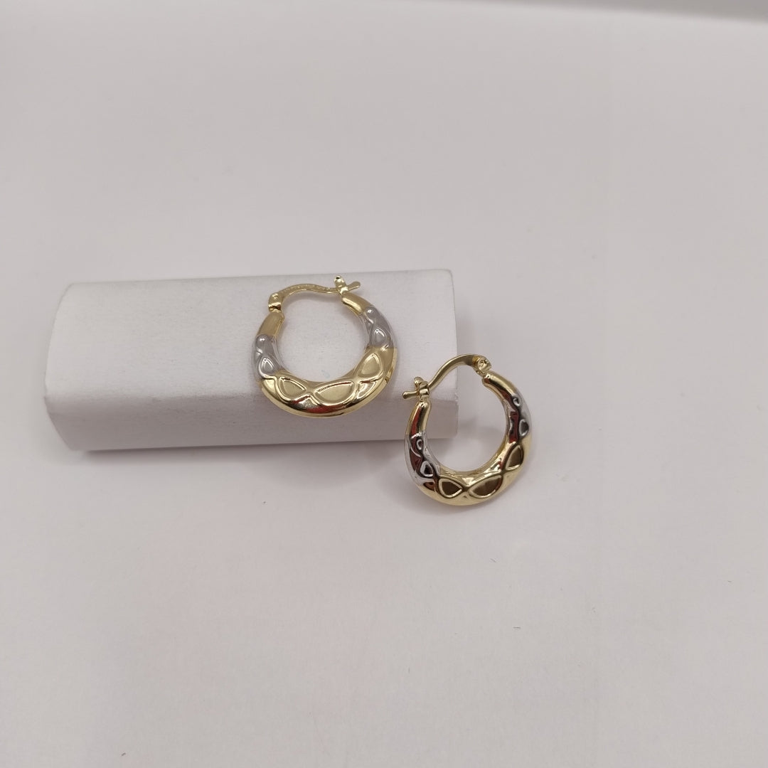 ARETES ARRACADAS COMBINADAS CON INFINITO 14K 2.3 GR (NUEVO)