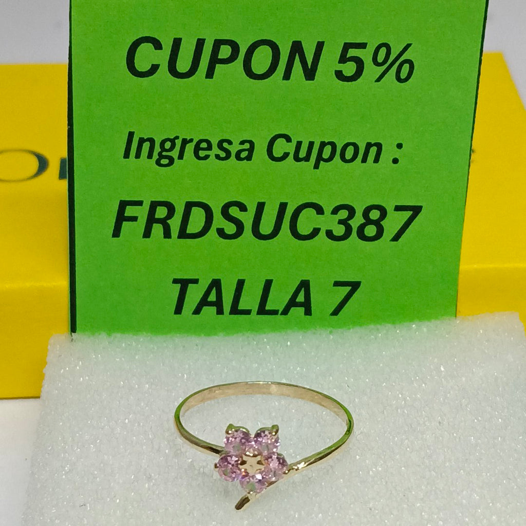 ANILLOS FIG FLOR PIEDRAS COL 14K TALLA 7 0.9 GR (NUEVO)