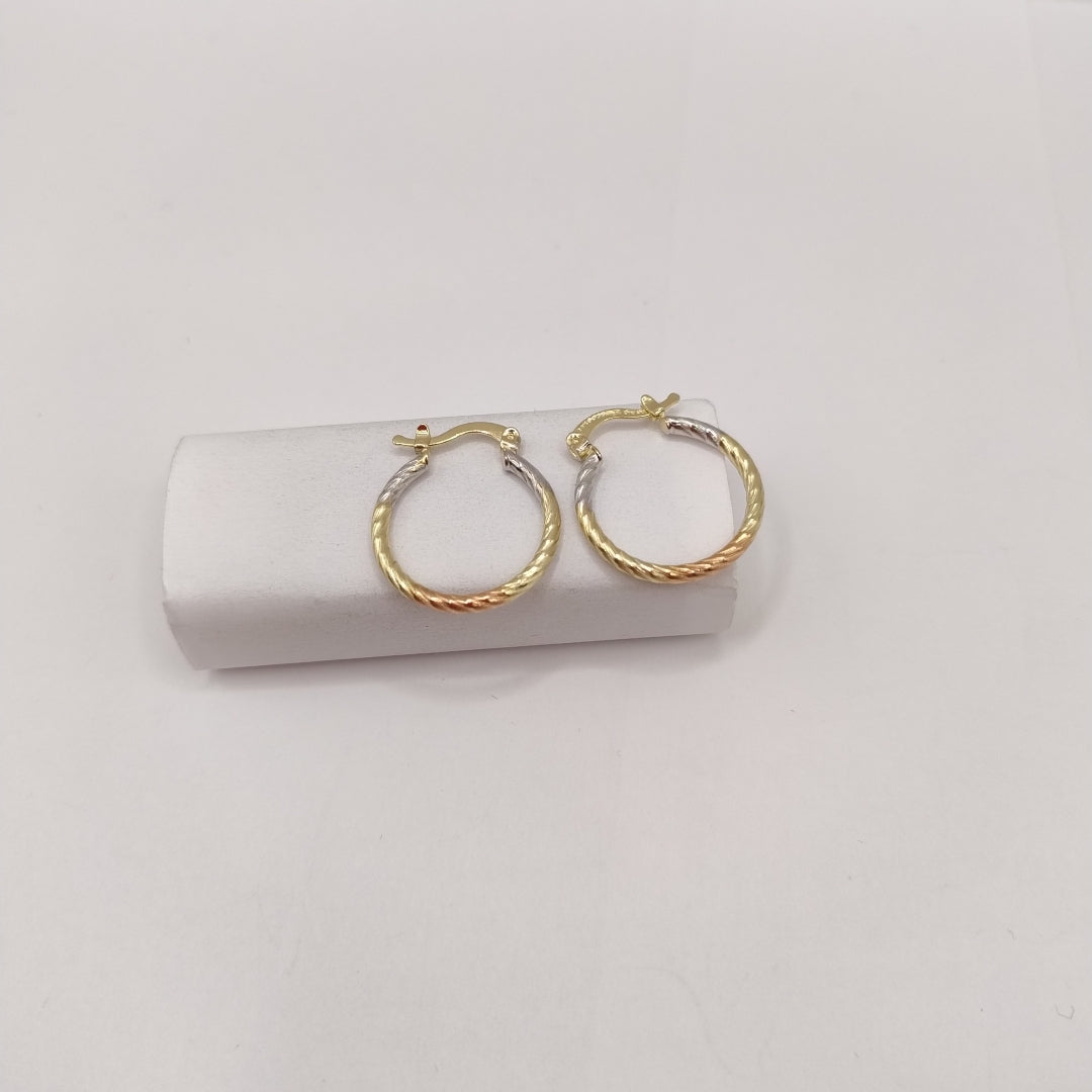 ARETES TEJIDO ARRACADAS TZL COMBINADAS 14K 1.8 GR (NUEVO)