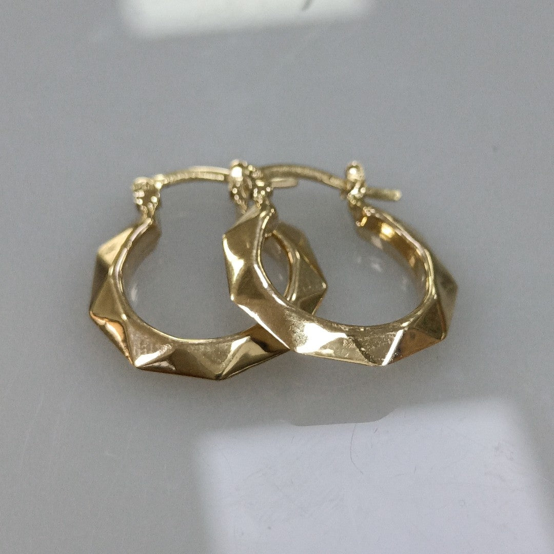ARETES TEJIDO ARRACADAS FACETADAS 14K 1.7 GR (NUEVO)