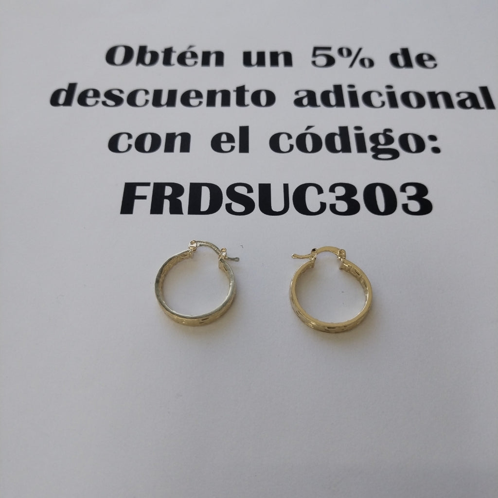 ARETES TEJIDO ARRACADAS TIPO GRECAS 14K 2.2 GR (NUEVO)