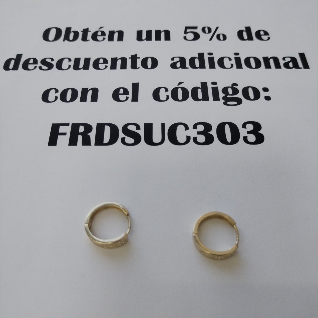 ARETES TEJIDO HUGGIES CON CIRCONIAS 14K 3 GR (NUEVO)