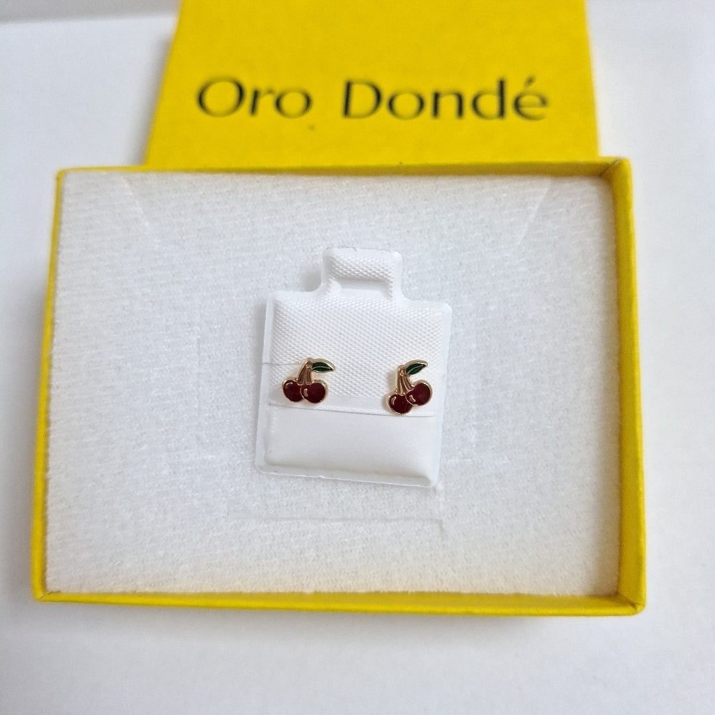 BROQUELES BROQUE FIG CEREZA C ESMALTE 14K 0.2203 GR (NUEVO)