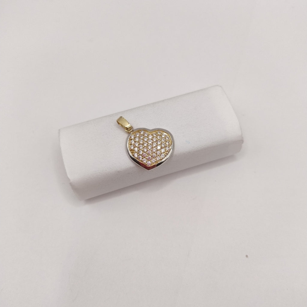 DIJE CORAZON CON CIRCONIAS 14K 1.8 GR (NUEVO)
