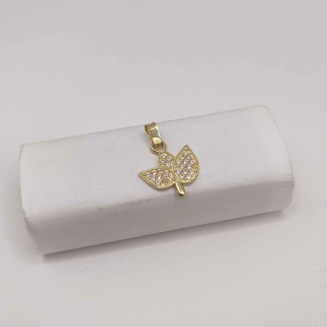 DIJE TEJIDO HOJAS CON CIRCONIAS 14K 1 GR (NUEVO)