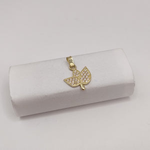 DIJE TEJIDO HOJAS CON CIRCONIAS 14K 1 GR (NUEVO)