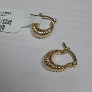 ARETES ARRACADA ESTRIADAS 14K 1.1 GR (NUEVO)