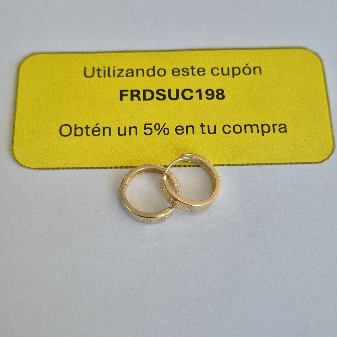 ARETES TEJIDO HUGGIES CON CIRCONIAS 14K 2.9 GR (NUEVO)