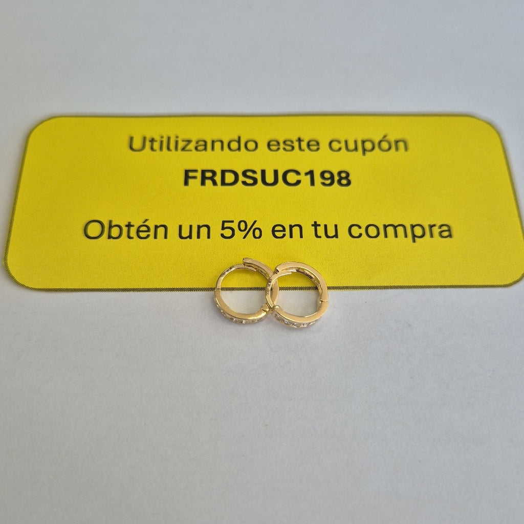 ARETES HUGGIES C CIRCONIA 14K 1.2 GR (NUEVO)