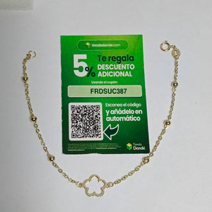 PULSERA TEJIDO ESPECIAL CON FLOR 14K 18 CM 1.6 GR (NUEVO)