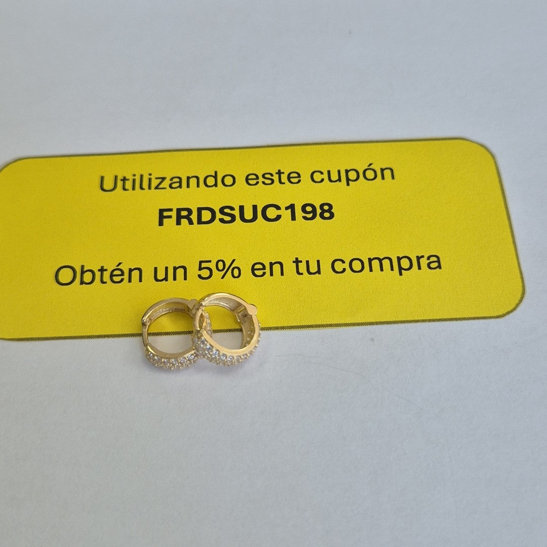 ARETES HUGGIE CON CIRCONIAS 14K 2 GR (NUEVO)