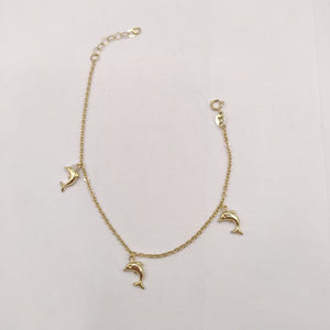 PULSERA ESPECIAL CON DIJES DELFINES 10K 18 CM 2 GR (NUEVO)