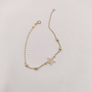 PULSERA ESPECIAL CON ESTRELLA Y CIRCONIAS 14K 18 CM 1.5 GR (NUEVO)