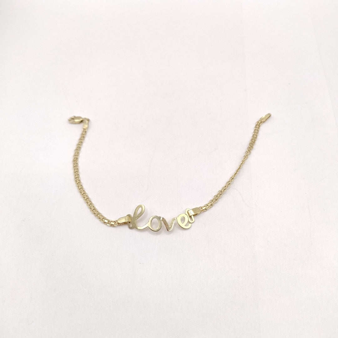 PULSERA ESCLAVA GRABADA LOVE 10K 18 CM 2.7 GR (NUEVO)