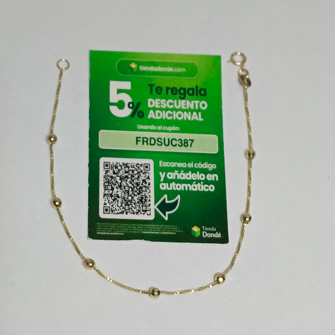 PULSERA ESPECIAL CON BOLITAS 14K 18 CM 1.4 GR (NUEVO)