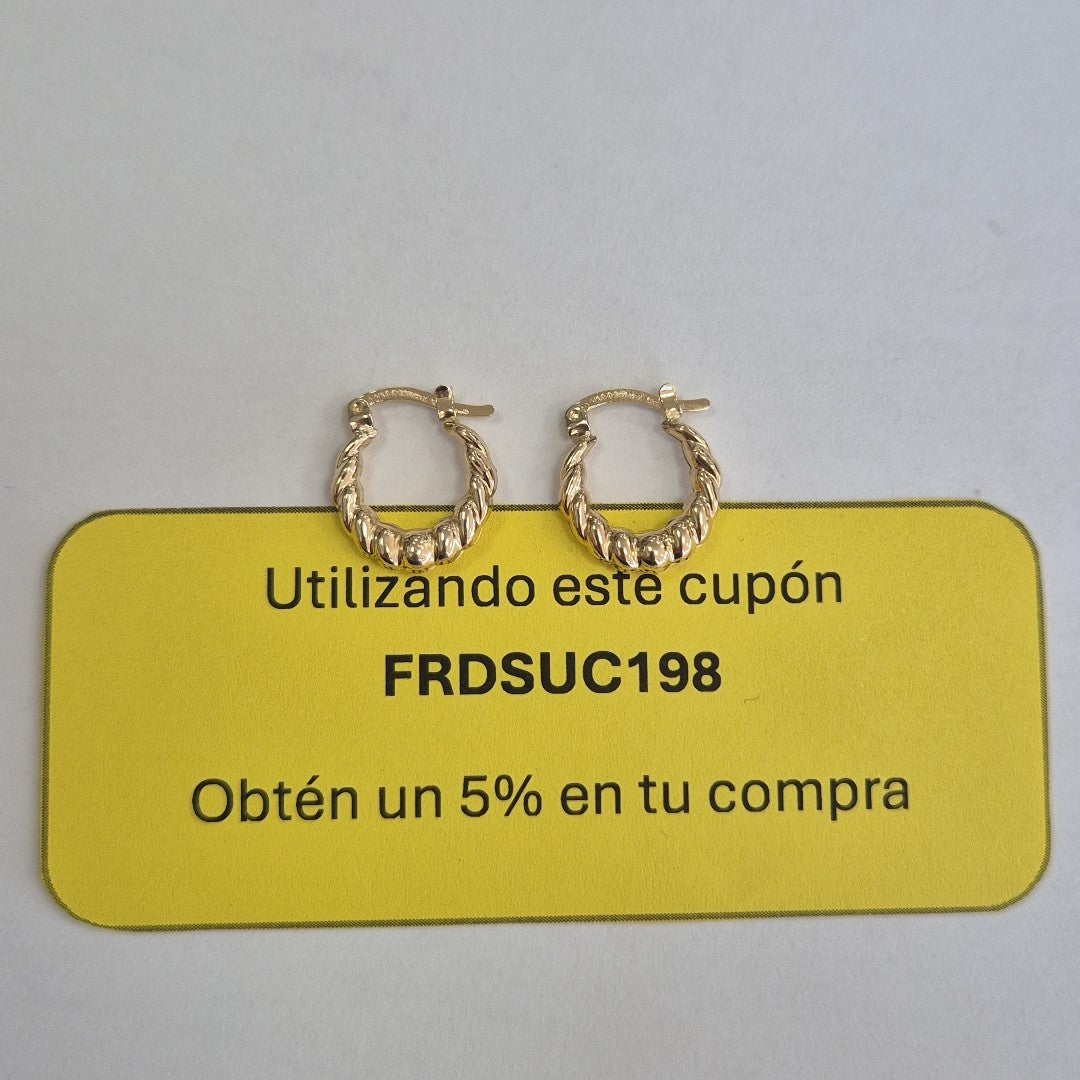 ARETES ARRACADAS TZL HUECAS 14K 1.5 GR (NUEVO)