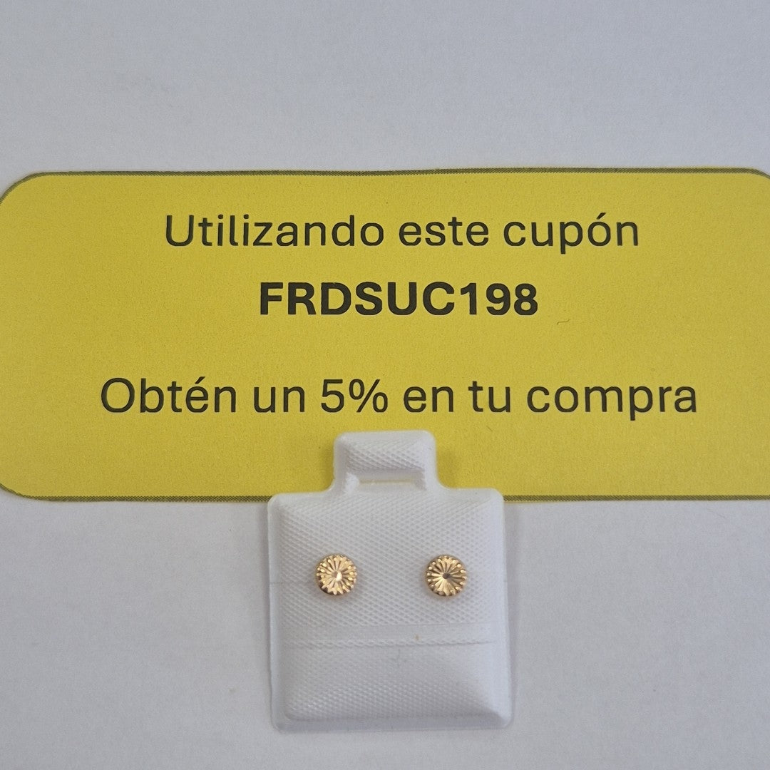 BROQUELES BROQUEL FIG BOTON RAYADO 14K 0.1577 GR (NUEVO)