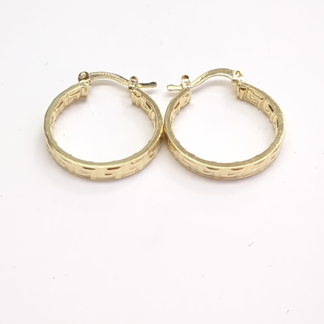 ARETES TEJIDO ARRACADAS TIPO GRECAS 14K 2.2 GR (NUEVO)