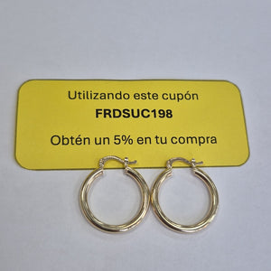 ARETES TEJIDO ARRACADAS LISAS HUECAS 14K 2.1 GR (NUEVO)