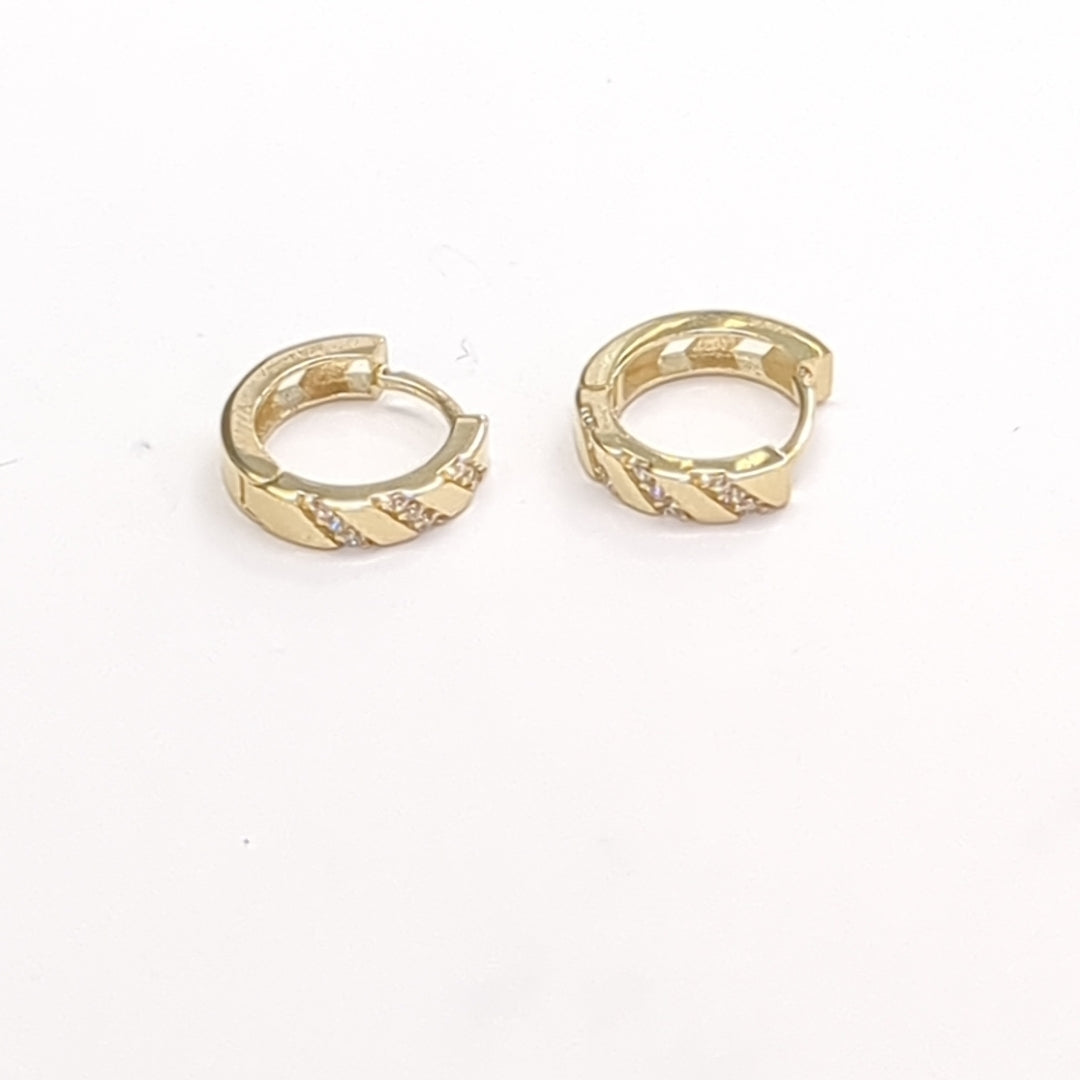 ARETES HUGGIES CON CIRCONIAS 14K 2.3 GR (NUEVO)