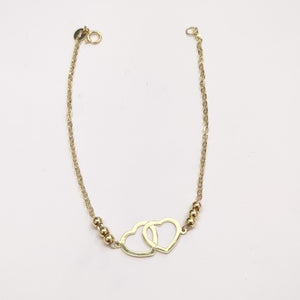 PULSERA TEJIDO ESPECIAL C CORAZONES 14K 18 CM 1.7 GR (NUEVO)