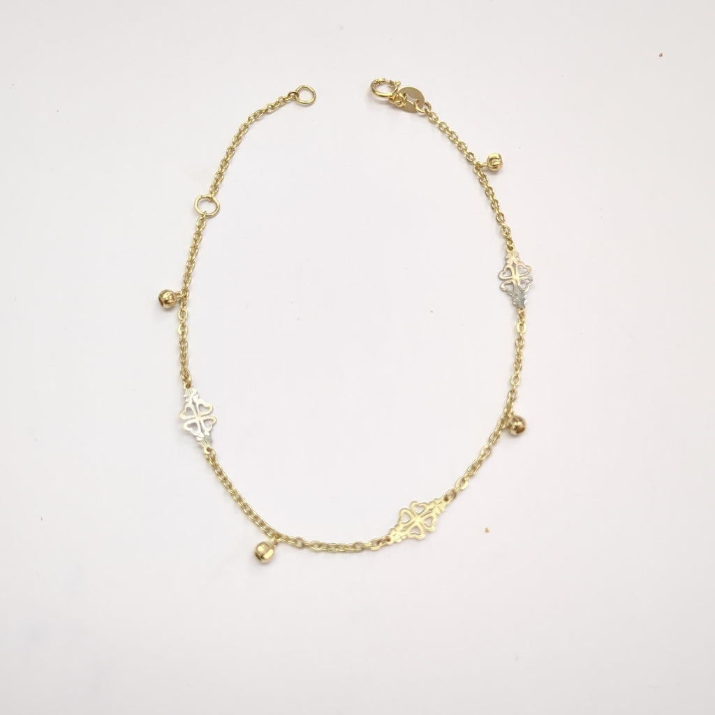 PULSERA ESPECIAL CON TREBOL 14K 18 CM 1.8 GR (NUEVO)