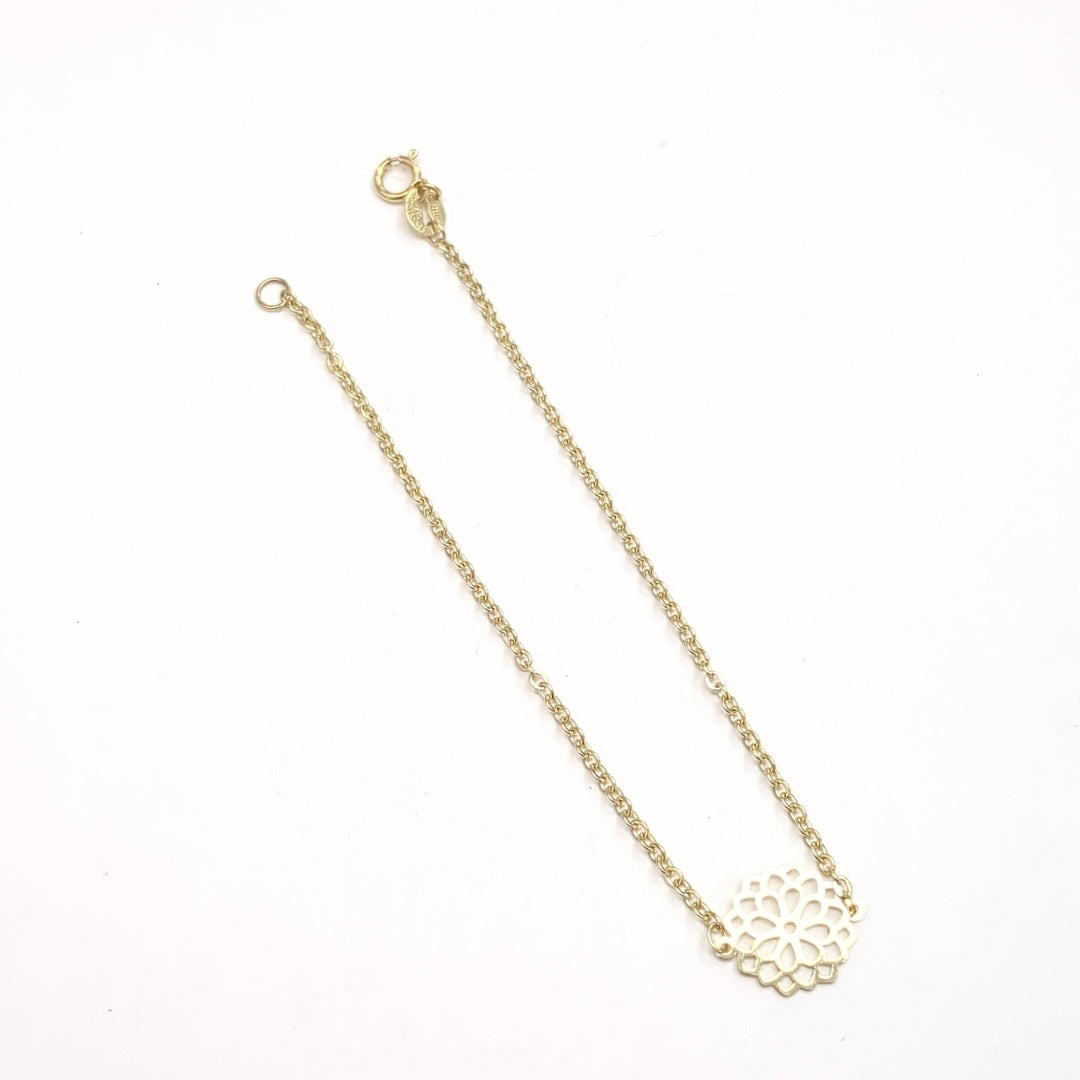 PULSERA TEJIDO ESPECIAL CON MANDALA 14K 18 CM 1.3 GR (NUEVO)