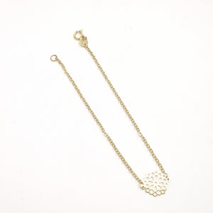 PULSERA TEJIDO ESPECIAL CON MANDALA 14K 18 CM 1.3 GR (NUEVO)