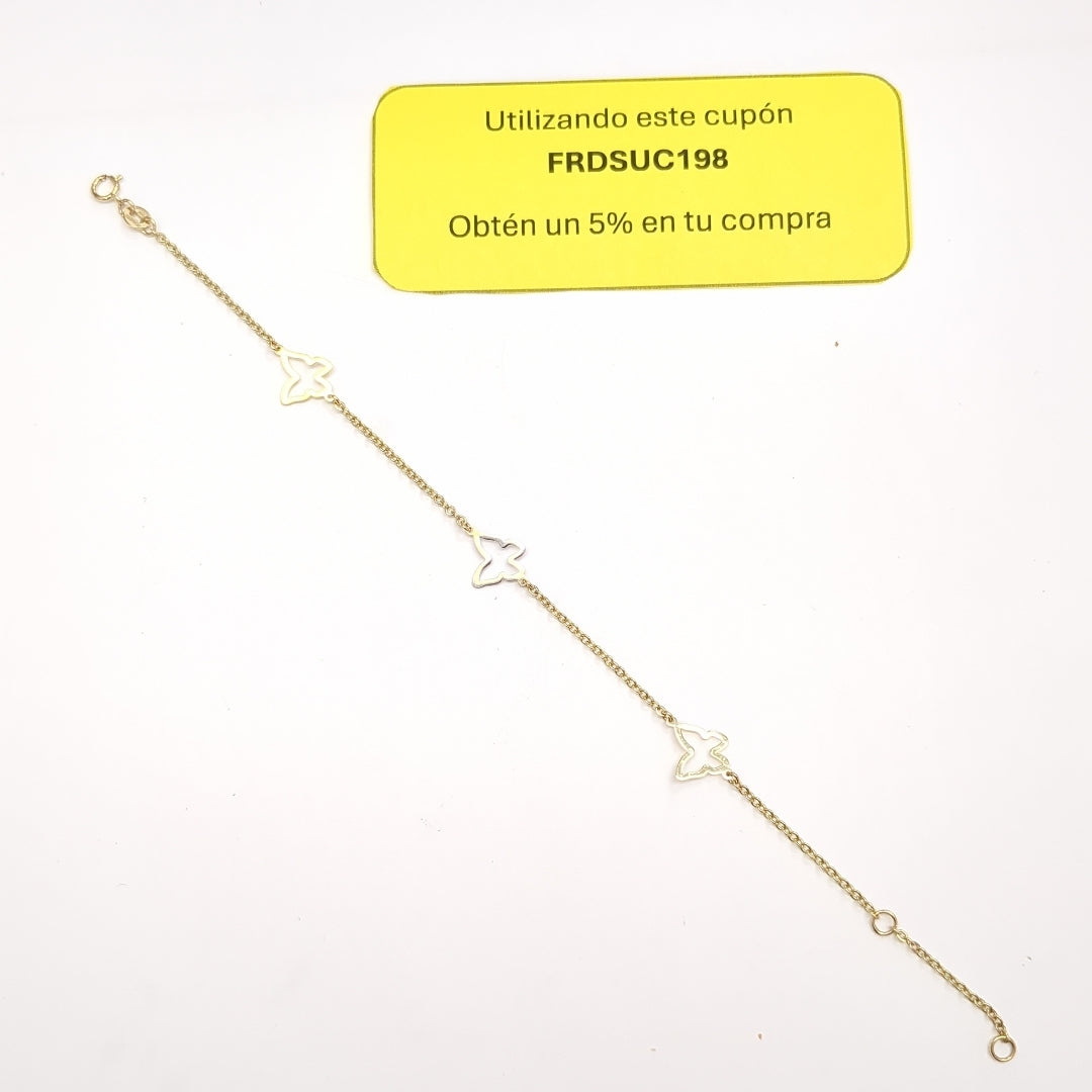 PULSERA ESPECIAL C MARIPOSAS 14K 18 CM 1.7 GR (NUEVO)