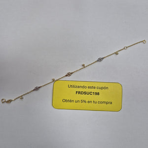 PULSERA ESPECIAL CON TREBOL 14K 18 CM 1.8 GR (NUEVO)
