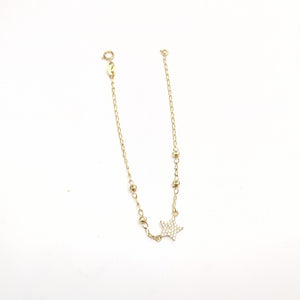 PULSERA ESPECIAL CON ESTRELLA Y CIRCONIAS 14K 18 CM 1.5 GR (NUEVO)