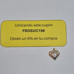 DIJE TEJIDO CORAZON LABRADO COMBINADO 14K 1.2 GR (NUEVO)