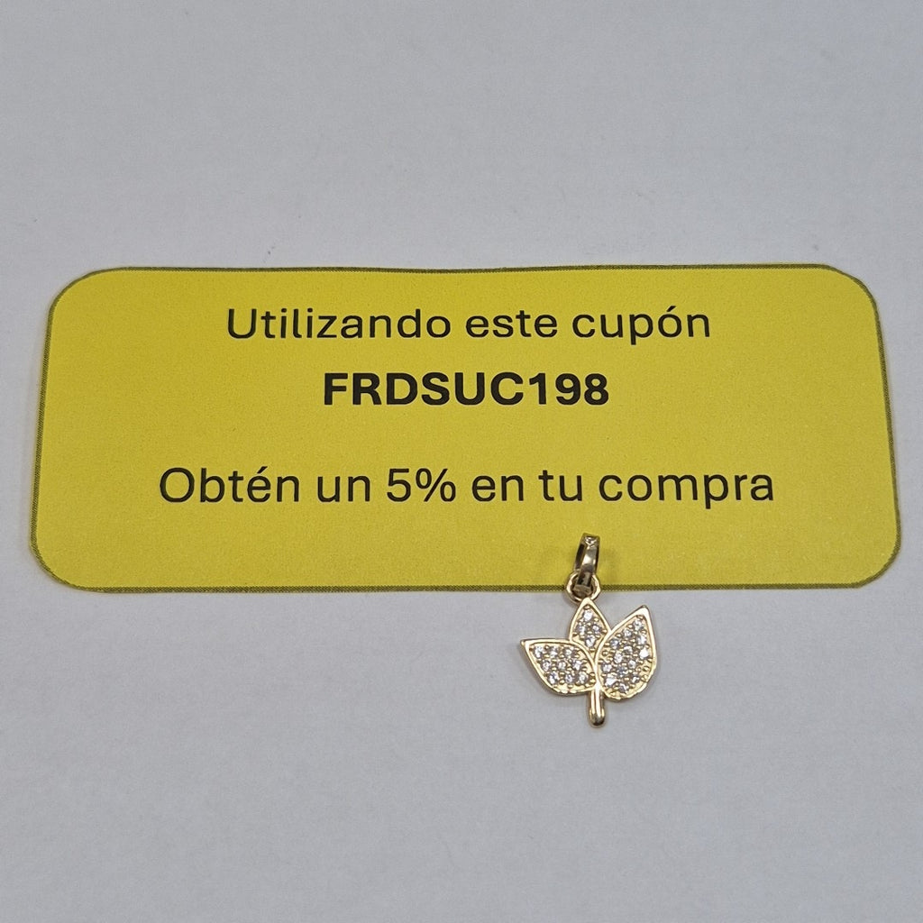 DIJE TEJIDO HOJAS CON CIRCONIAS 14K 1 GR (NUEVO)