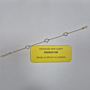 PULSERA ESPECIAL CON CORAZONES CONBINADOS 14K 18 CM 1.7 GR (NUEVO)