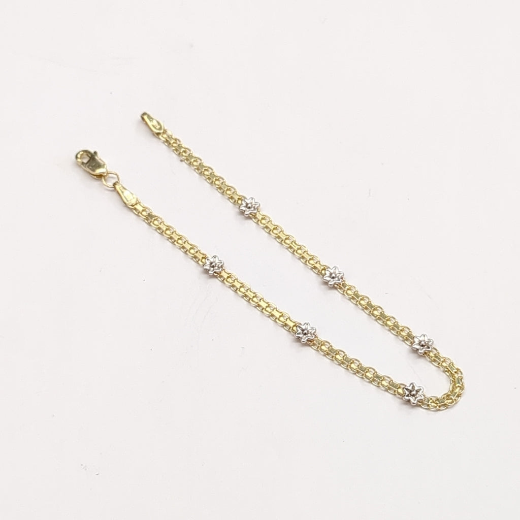 PULSERA ESPECIAL C FLORES 14K 18 CM 3 GR (NUEVO)