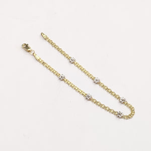 PULSERA ESPECIAL C FLORES 14K 18 CM 3 GR (NUEVO)