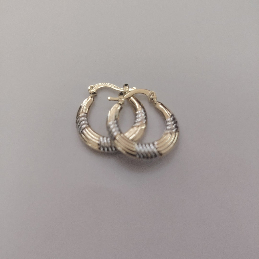 ARETES TEJIDO ARRACADAS COMBINADAS HUECAS 14K 1.9 GR (NUEVO)